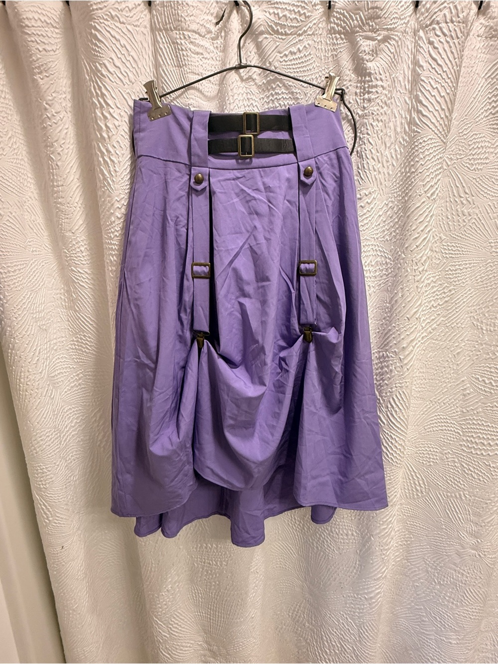Purple Victorian Steampunk Draped Bustle Midi Skirt, Scarlet Darkness, Small,$29